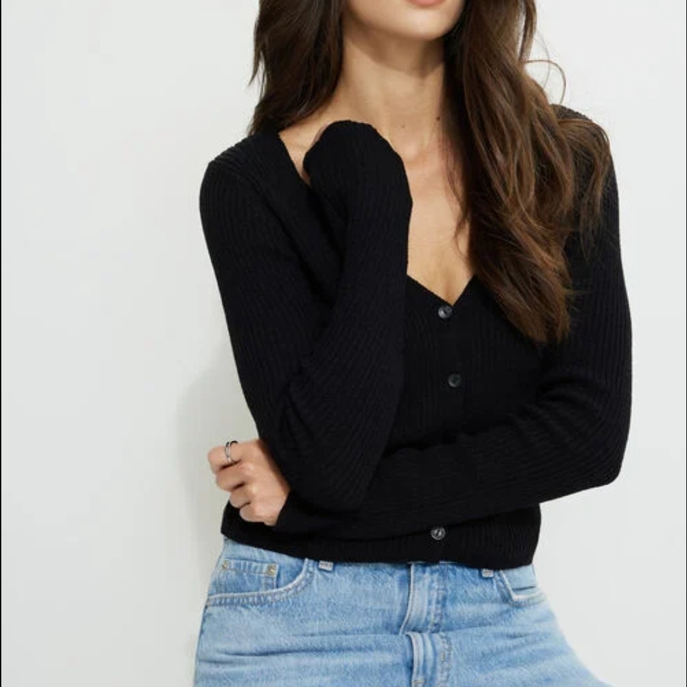 Dynamite Black Ribbed Cardigan